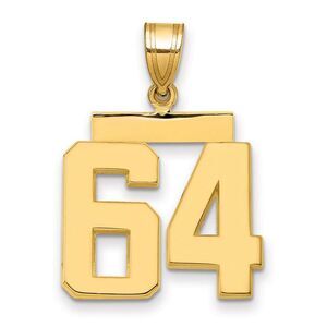 14k Yellow Gold, Athletic Collection Medium Polished Number 64 Pendant